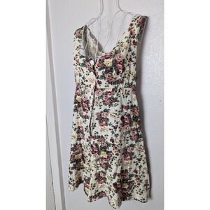 Vintage 90s Sleeveless Lace Back Floral Jumper Sz M